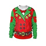Weihnachten Pullover Jumper, Herren Damen Unisex Lustige Sweatshirts hässliche 3D Printed Grafik Santa Long Sleeve Shirt Weihnachtspullover Zum Pub Rentier Neuheit Strickpullover Jumper Ob
