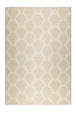 Esprit home I Handweb Kurzflor Teppich / Läufer aus Wolle für Wohnzimmer, Flur, Schlafzimmer I Rainns Kelim ESP-6014-03 | Koralle Beige | (130 x 190 cm)