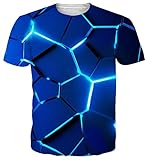 ALISISTER Herren Damen Coole T Shirts 3D Bunte Geometrie Muster T-Shirt Casual Sommer Kurzarm Neuheit T Shirts für Party Sport L