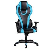 Amstyle Bürostuhl AVENTA SPORT Blau Schwarz Chefsessel Armlehnen höhen-verstellbar gepolstert Racer Drehstuhl Racing Kopfstütze Race Synchronmechanik Schreibtischstuhl Kunst-Leder 120KG Gamer S