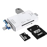 6-in-1 USB 3.0 Multi-Kartenleser OTG Adapter für TF, SD, Micro SD, SDXC, SDHC, MMC, RS-MMC, Micro SDXC, Micro SDHC, UHS-I mit USB, Typ-C und Micro-USB-Ports (weiß)