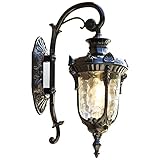 Mengjay Wasserdichter Glas-Schirm Außenwandleuchte, Vintage Außenlampe Rustikale Wandlampe, Innen Und Außen Wandleuchte E27 Fassung Außenleuchte, Laterne Für Terrasse Balkon Treppen Garten (C)