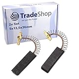 2x Trade-Shop Kohlebürste Motorkohle 5x12,5x36mm für Bosch Maxx 6 WAE28140/11 WAE28140/09 WAE24320/05 WAE28140/15 WAE24470GB/11 WAE28140/14 WAE24490/07