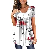 Longtop Damen Sommer t Shirt falter Hemden Frauen Tunika gr 52 schickes Oberteil Damen Stillbluse trompetenärmel Damenpullover Langarm Oberteile Damen Herb