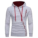 WXZZ Schräger Zip Hoodie-Jacke für Herren Slim Fit Kapuzenpullover Einfarbig Sportlicher Lässige Jacke Outdoor mit Durchgehendem Reißverschluss für Herren, Men Sweater Sweatshirt Kap