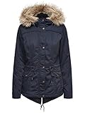 ONLY Damen Jacke Kate Kurzer Leinen-Parka, Blau (Blue Graphite), 36 (Herstellergröße: S)