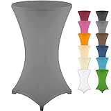 Gräfenstayn Stretch Stehtischhusse Diana mit Öko-Tex Siegel, Verstärkung im Fußbereich, 40°C Maschinenwäsche in vielen Farben und Größen Ø60-120cm / Ø70-120cm / Ø80-120cm (Anthrazit, Ø60-120cm)