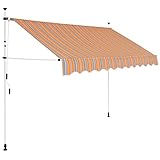 EBTOOLS Terrassenmarkise, 300 cm Handbetrieben Außenmarkise Einziehbare Markise Manuell Sonnenschutz Markise, Maximale Projektion 120 cm, Gelbe und Blaue S