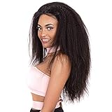 ZeniRuec Mittelteil Kinky Straight Perücken für Frauen Synthetische Perücken 180% Dichte Afro Perücken Yaki Straight Long Afro Hair Perücken 24 Zoll Schw