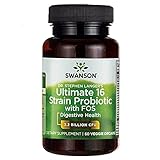 1x SWANSON ULTIMATE 16 Strain Probiotic with FOS | 60 Kapseln je Packung | Veggie | Lactobacillus Bakterien probiotisch Immunsystem | Nahrungsergänzungsmittel (1er Pack)