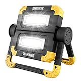 LED Arbeitsleuchte, Wiederaufladbares 20W Sehr Hell Arbeitsstrahler mit 360 ° Drehung, Faltbares wasserdichter Baustrahler Arbeitslicht für Autoreparatur, Camping, Wandern, Notstrombank und Garag