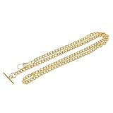 dPois Retro Vintage Taschenuhrkette Uhrkette mit T-BAR Haken Damen Frauen Flach Einzelne Kette Chain für Weste Anzug Gold One S