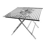 Holzkohlegrill Edelstahl-Quadrat-faltendes tragbares Holzkohlegrill Leichter Grill-Tischgrill-Stand-Tisch für Outdoor-Hinterhof-Patio-Picknickpark, 31,5 '× 3,15 × 24.4' Tragbarer Holzkohleg
