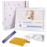 mreechan Baby Handabdruck und Fußabdruck,Wertvolles Baby Handabdruck Fußabdruck Gipsabdruck Set,hände abdruck baby Andenken in Weiß mit Gipsabdruck, Babygeschenk für Neugeborene, Taufgeschenk