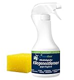 MWK Bionik Mikrobiologischer Auto Fliegenreiniger mit Schwamm - 500 ml Pump-Spray - gegen Insekten, Flugdreck, Vogelkot & Harz – für Scheibe und Lack – Insektenentferner ohne C