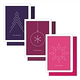 6er-Set Weihnachtskarten Grußkarten-Set „Frohe Weihnachten“ – 6 minimalistische Klappkarten im Premium-Format mit 6 farblich abgestimmten Umschlägen, 3 verschiedene Designs pop