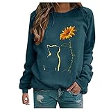 Langarmshirt Damen Langarm Oberteile Langarmshirt Tunika Lose Blusenshirt Sweatshirt Oversized Pullover Rundhals Elegant Longshirt Bluse Tops T-Shirts Tuniken T-Shirt Frauen Herbst Top