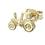 NKlaus Einzel Traktor Zugmaschine 333 Gelbgold 8 Karat Ohrstecker 8*5mm männer Gold Ohrring 4838