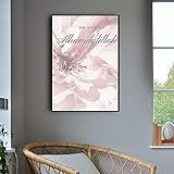 Allah islamische Bilder Wandkunst Rosa Pfingstrose Blume Leinwand Malerei Poster Drucke muslimischen Bilder Moderne Wohnzimmer Wohnkultur Rahmenlos (B, 60X80)