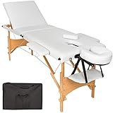 TecTake Mobile Massageliege 3 Zonen höhenverstellbar inkl. hochwertiger Kopfstütze + Tasche - diverse Farben - (Weiß | Nr. 401467)