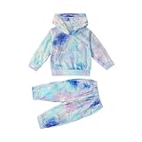 T TALENTBABY Neugeborene M?dchen M?dchen Tie-Dye gedruckt Jumpsuit Infant Boys Hoodies Set Herbst Winter Bodysuit Strampler Kleidung Samt Unterw?sche Pyjama Set, Blau Lila, 0-6 M