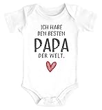 MoonWorks® Baby Body mit Spruch ich Habe den besten Papa der Welt Geschenk Geburtstag Bio-Baumwolle Jungen & Mädchen weiß 0-3 M