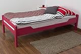 Einzelbett'Easy Premium Line' K1/1n, Buche Vollholz massiv Rosa lackiert - Maße: 90 x 190
