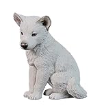Vogler Polarwolf Welpe sitzend Figur Deko Dekoration Wolf Tierfigur Skulp