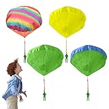Fallschirm Spielzeug Kinder Fallschirmspringer Spielzeug 4 Stück Fallschirmspielzeuge für Kinder Wurfspiele für Draußen Kleine Geschenke für Kinder (C 4pcs)