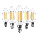 Doright 5er E14 LED Leuchtmittel 6W Dimmbare Warmweiß 2700K C35 Vintage Filament Kerze Glühbirnen, 600lm, kleine Edison Schraube LED Kronleuchter Lampen 60W Äquivalent fü