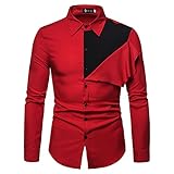 Hemd Herren Casual Fashion Trend Persönlichkeit Schneiderei Farbabstimmung Herren Langarm Hemd Frühling und Herbst Slim Fit Herren S