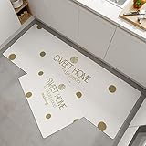 Merkey Küchenläufer 2 Teilig, rutschfest Küchenmatte Küchenteppiche Waschbar PVC Wasserdicht Küche Teppich Läufer für Wohnzimmer Schlafzimmer Esszimmer 60X120CM+60X180CM Set Kuche M