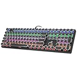 Mechanische Tastatur, Geeklin Rainbow LED Hintergrundbeleuchtung Gaming-Tastatur, USB Wired Gaming Mechanische Tastatur mit blauen Schaltern für Desktop, Computer, PC (108 Tasten, US-Layout)