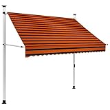 vidaXL Markise Einziehbar Handbetrieben Wasserabweisend Klemmmarkise Balkonmarkise Sonnenschutz Terrasse Balkon Garten 200cm Orange B