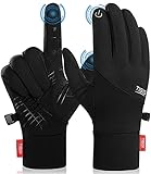 RUIXUE Handschuhe Herren Damen Touchscreen Fahrradhandschuhe Laufhandschuhe Warme Winddichte Winterhandschuhe Sporthandschuhe Unisex Elastisch Leicht Atmungsaktiv Herbst , L , Schwarz-02