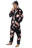 YAOMEI Erwachsene Unisex Jumpsuits, Kostüm Tier Kostüm-Anzug Onesie Nachthemd Schlafanzug Kapuzenpullover Nachtwäsche Cosplay Karton 3D Kigurumi Fastnachtskostuem Xmas Halloween (Schwarz, XXL)