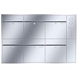 RENZ/Plan / 6er Unterputz-Briefkastenanlage Einbau-Briefkasten mit Sprechfeld / V4A-Edelstahl/Volumen 28 L/Dein-Briefk