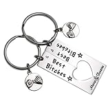 LParkin Schlüsselanhänger-Set für beste Freunde, 2 Stück, Best Bitches for Life, BFF, Schwester, Geschenk, Weihnachten, Geburtstag, Maid of Honor, Geschenk, Bitches Love F