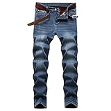 Herren Dicke lässige Jeans mit geradem Bein Fashion Mid-Waist Slim Fit Stretch-Komfort Allgleiche Outdoor-Winter-Denim-Hose 34