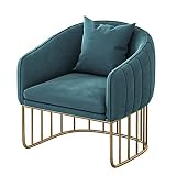 Yclty Samtstuhl Bequemes Einzelsofa, Moderner Loungesessel, Clubsessel mit Hoher Rückenlehne zum Lesen im Schlafzimmer (Grün, Grau)