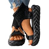 MYLH Sandalen Damen Plateau Sandaletten Sommer Stricken Sandals Retro Flache Sandalen Strandsandalen Weichen Sohlen Freizeitsandalen Leicht Lässige Sommerschuhe Open Toe Sp