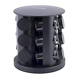 Gewürzregal mit Glasbehältern 12 Elemente elegantes rotierendes schwarzes Gewürzregal mit Etiketten ein Satz versiegelter gewürzkarussell Gewürzbehälter aus E