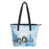 DIYOF Damen-Umhängetasche aus weichem Kunstleder, große Kapazität, Penguins on I