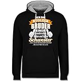 Bruder und Onkel Geschenk - Ich Bin EIN Stolzer Bruder - orange - 3XL - Schwarz/Grau meliert - Geschenk - JH003 - Hoodie zweifarbig und Kapuzenpullover für Herren und D