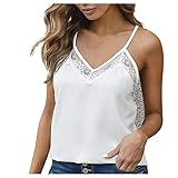 Jamicy Damen V-Ausschnitt Neckholder Tanktops Spitze Riemchen Cami Tanktops Sommer Casual Spaghettiträger Sexy Camis Ärmelloses T-ShirtLoose Fit Ärmellose Hemden B