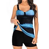 XSZ Bikini Damen High Waist Push Up, Badeanzug Schwarz Damen - Bademode Frauen Bauchweg Tankini Bikinihose High Waist Brazilian Monokini Sexy Tanga Badeanzug Bauchweg Push Up Tankinis Sw
