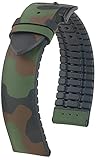 HIRSCH Uhren-Armband John L - Camouflage-Look - sportlich/atmungsaktiv - für Damen & Herren - Dunkelgrün - 22