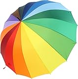 iX-brella Regenschirm XXL Regenbogen 129 cm Fiberglas, leicht, bunt, groß mit Softg