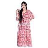 iinfinize Badeanzug, Einheitsgröße, Baumwolle, Kaftan, Handblock, bedruckt, Strandkleid, Pool-Party, Nachtwäsche, Kleid, Tunika, lang