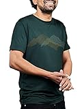 Woolday I Merino T-Shirt Herren Rundhals aus 100%, superfeiner Merinowolle mit Aufdruck I Stoff aus Deutschland, genäht in Portugal I Dunkelgrün I L